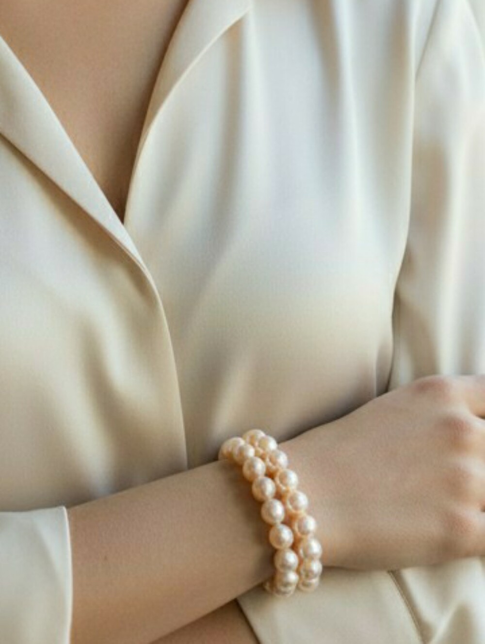 2 Row Faux Pearl Cuff Bracelet Cream